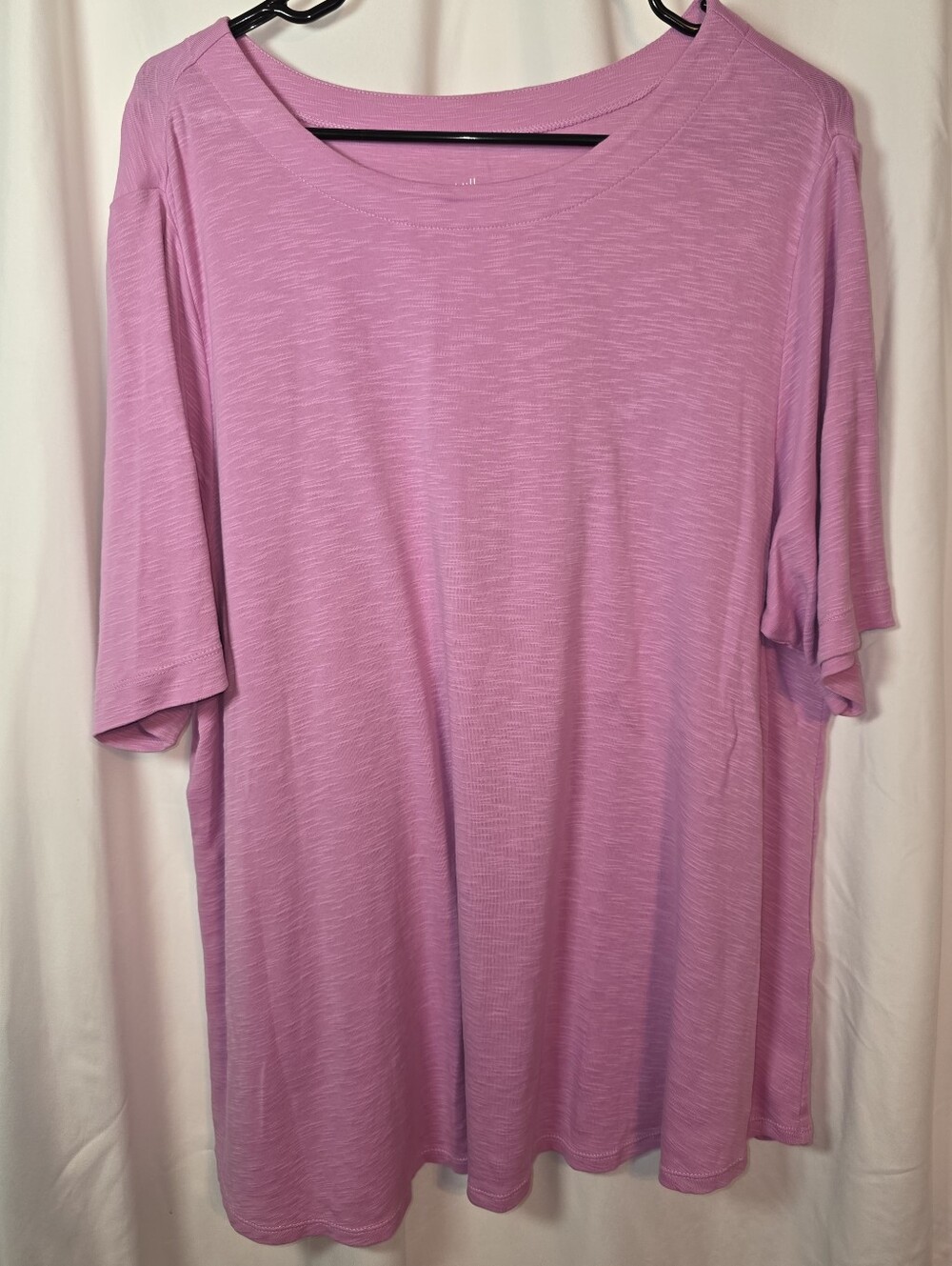 .Jill Pima Slub Elbow-Sleeve Tee Pink Knit Scoop Neck Top Size XL 100% Cotton